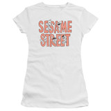 Sesame Street In Letters Junior Women's Sheer T-Shirt White