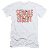 Sesame Street In Letters Adult 30/1 T-Shirt White