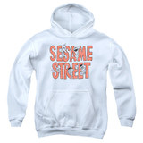 Sesame Street In Letters Youth Pullover Hoodie Sweatshirt White