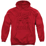 Sesame Street Group Crunch Adult Pullover Hoodie Sweatshirt Red