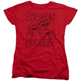 Sesame Street Group Crunch Women's T-Shirt Red