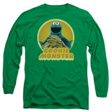 Sesame Street Cookie Iron On Adult Long Sleeve T-Shirt Kelly Green