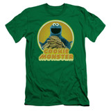 Sesame Street Cookie Iron On Adult 30/1 T-Shirt Kelly Green