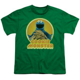 Sesame Street Cookie Iron On Youth T-Shirt Kelly Green