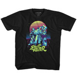 Street Fighter Synthwave Fighter Black Youth T-Shirt