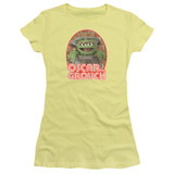 Sesame Street Oscar Iron On Junior Women's Sheer T-Shirt Banana