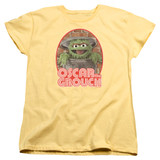 Sesame Street Oscar Iron On Women's T-Shirt Banana