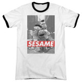 Sesame Street Sesame Adult Ringer T-Shirt White/Black