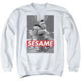 Sesame Street Sesame Adult Crewneck Sweatshirt White
