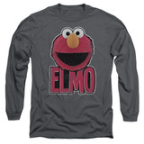 Sesame Street Elmo Smile Adult Long Sleeve T-Shirt Charcoal