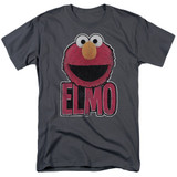 Sesame Street Elmo Smile Adult 18/1 T-Shirt Charcoal