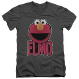 Sesame Street Elmo Smile Adult V-Neck T-Shirt Charcoal