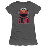 Sesame Street Elmo Smile Junior Women's Sheer T-Shirt Charcoal