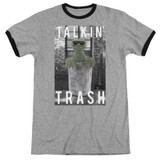 Sesame Street Talkin Trash Adult Ringer T-Shirt Heather/Black