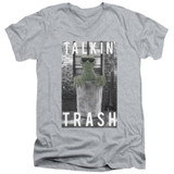 Sesame Street Talkin Trash Adult V-Neck T-Shirt Athletic Heather