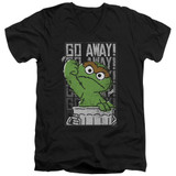 Sesame Street Go Away Adult V-Neck T-Shirt Black