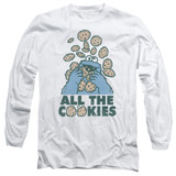 Sesame Street All The Cookies Adult Long Sleeve T-Shirt White