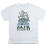 Sesame Street All The Cookies Youth T-Shirt White