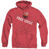 Sesame Street Free Hugs Adult Heather Hoodie Sweatshirt Red