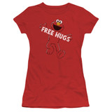 Sesame Street Free Hugs Junior Women's Sheer T-Shirt Red