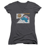 Sesame Street Meanwhile Junior Women's V-Neck T-Shirt Charcoal