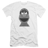 Sesame Street Elmo Lee Premuim Canvas Adult Slim Fit T-Shirt White