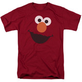 Sesame Street Elmo Face Adult 18/1 T-Shirt Cardinal
