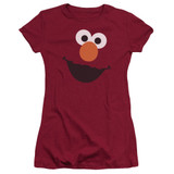 Sesame Street Elmo Face Junior Women's Sheer T-Shirt Cardinal