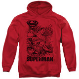 Superman Breaking Chains Adult Pullover Hoodie Sweatshirt Red