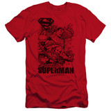 Superman Breaking Chains Premium Canvas Adult Slim Fit 30/1 T-Shirt Red