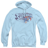 Superman Under Logo Adult Pullover Hoodie Sweatshirt Light Blue