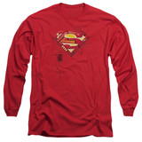 Superman Super Mech Shield Adult Long Sleeve T-Shirt Red