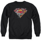 Superman Breaking Chain Logo Adult Crewneck Sweatshirt Black