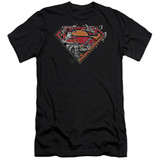 Superman Breaking Chain Logo Premium Canvas Adult Slim Fit 30/1 T-Shirt Black