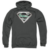 Superman Circuitry Logo Adult Pullover Hoodie Sweatshirt Charcoal