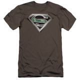 Superman Circuitry Logo Premium Canvas Adult Slim Fit 30/1 T-Shirt Charcoal
