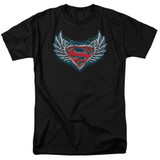 Superman Steel Wings Logo Adult 18/1 T-Shirt Black