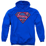 Superman Paisley Shield Adult Pullover Hoodie Sweatshirt Royal Blue