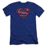 Superman Paisley Shield Premium Canvas Adult Slim Fit 30/1 T-Shirt Royal Blue