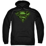 Superman Circuits Shield Adult Pullover Hoodie Sweatshirt Black