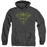 Superman Circuits Shield Adult Heather Hoodie Sweatshirt Black