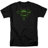 Superman Circuits Shield Adult 18/1 T-Shirt Black