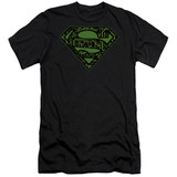 Superman Circuits Shield Premium Canvas Adult Slim Fit 30/1 T-Shirt Black