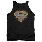 Superman Steel Fire Shield Adult Tank Top T-Shirt Black