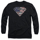 Superman All American Shield Adult Long Sleeve T-Shirt Black