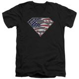 Superman All American Shield Adult V-Neck T-Shirt Black