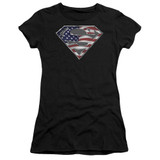 Superman All American Shield Junior Women's Sheer T-Shirt Black