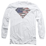 Superman All American Shield Adult Long Sleeve T-Shirt White