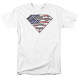 Superman All American Shield Adult 18/1 T-Shirt White