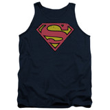 Superman Classic Distressed Shield Adult Tank Top T-Shirt Navy